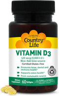 Country Life Vitamina D3 5000 IU – 60 Cápsulas Blandas