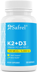 Safrel Vitamina D3 5000 UI + K2 MK-7 120 mcg, 120 Cápsulas