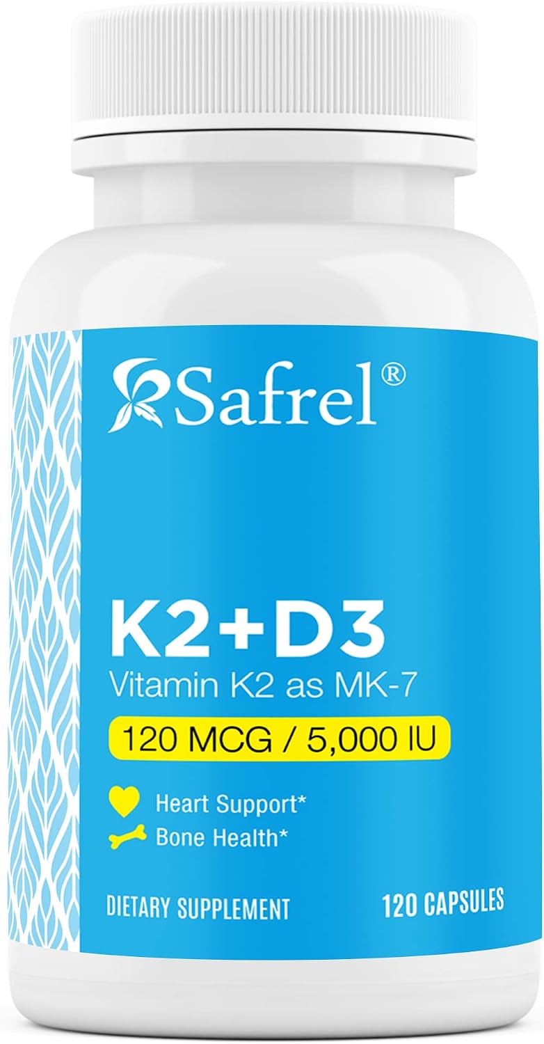 Safrel Vitamina D3 5000 UI + K2 MK-7 120 mcg, 120 Cápsulas