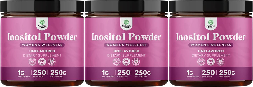 Inositol en Polvo Premium - Apoyo para la Fertilidad y Equilibrio Hormonal - 250g (Pack de 3)