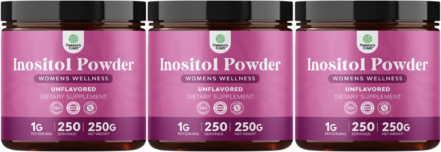 Inositol en Polvo Premium - Apoyo para la Fertilidad y Equilibrio Hormonal - 250g (Pack de 3)