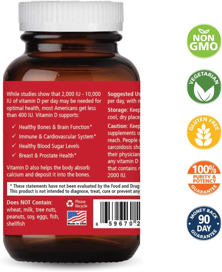 Pure Essence Labs Vitamina D3 5000 UI - 30 Cápsulas Vegetales