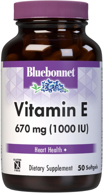 Bluebonnet Vitamina E 1000 UI con – Protección celular: Contribuye a proteger las células frente al daño oxidativo. – Image 1