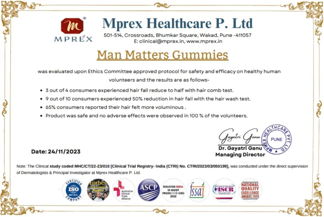 Man Matters Gomitas de Biotina para el Cabello para Hombres | Sabor Fresa | Con Vitamina A, C, E y Zinc | 100% Vegetariano | Pack 60 Días