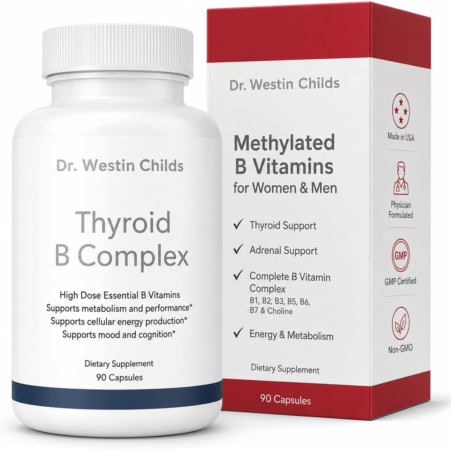Dr. Westin Childs Thyroid B Complex - Complejo B Metilado con Metilfolato y B12, 60 Cápsulas