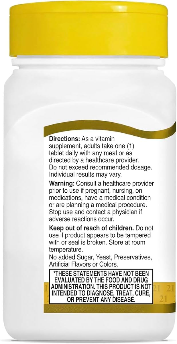 21st Century Vitamina B12 500 mcg, 220 Comprimidos (2 Envases de 110)