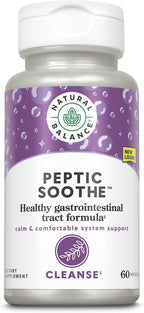 Natural Balance Peptic Soothe, Fórmula Gastrointestinal para Digestión Saludable con Zinc Carnosine, L-Glutamina y Goma de Masilla, 60 Cápsulas Vegetales