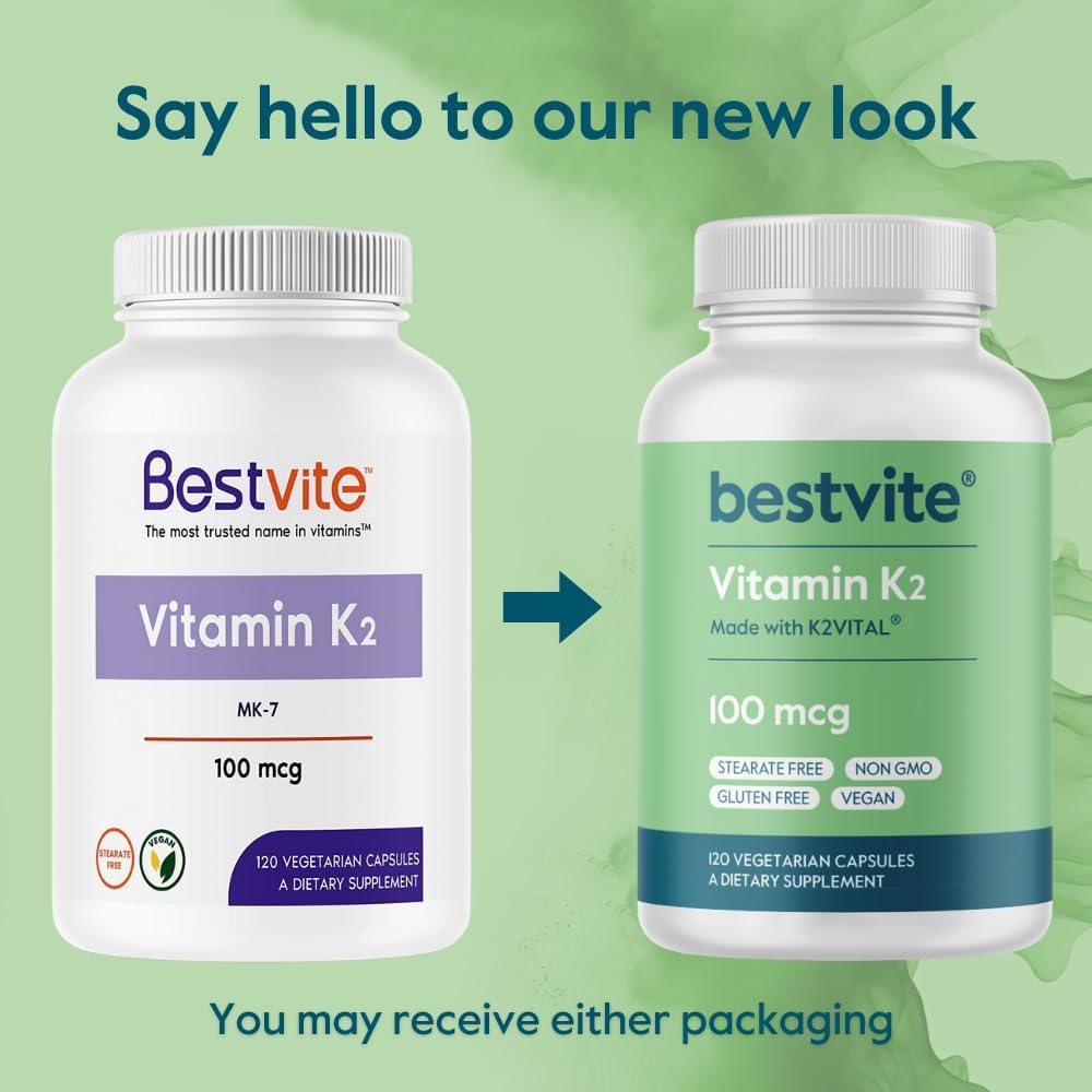 BESTVITE Vitamina K2 100 mcg (MK-7) - 240 Cápsulas Vegetarianas