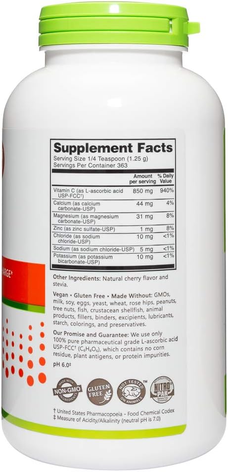 NutriBiotic Cherry Electro-C - Vitamina C y Electrolitos en Polvo, 16 oz