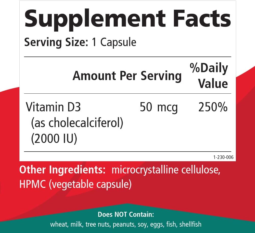 Vitamina D3 2000 UI - 30 Cápsulas - PURE ESSENCE LABS