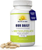 Our Daily Vites L-Metilfolato 5mg – Metilfolato Activo 5-MTHF, 90 Cápsulas