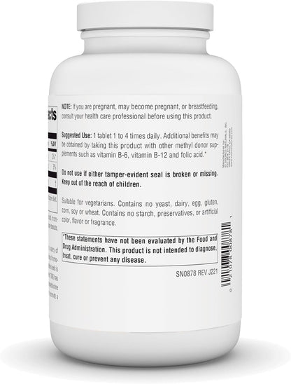 Source Naturals TMG (Trimetilglicina/Betaína Anhidra) - 750 mg - 240 Comprimidos Vegetarianos – Image 3