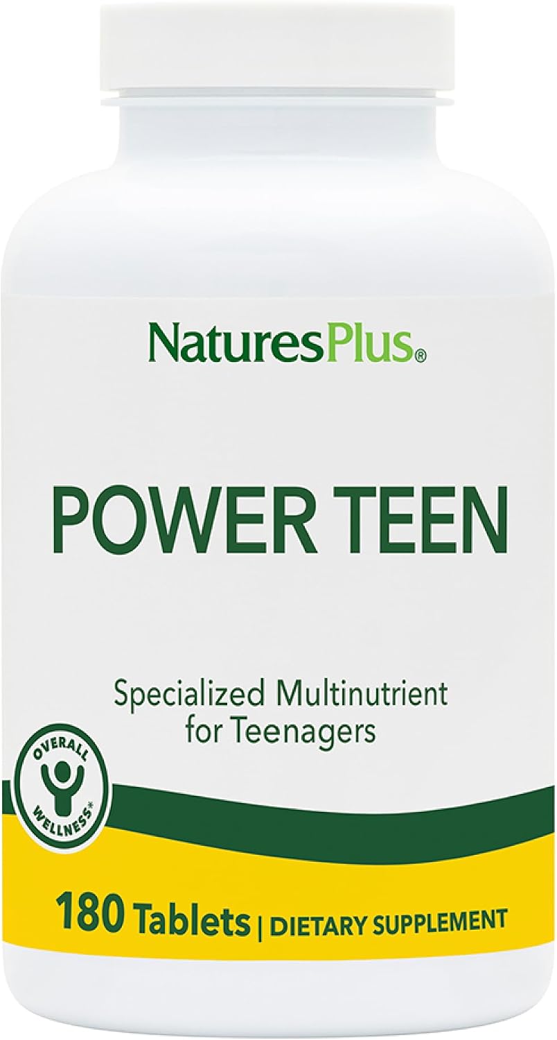NaturesPlus Source of Life Power Teen - Teen Multivitamin with Minerals and Whole Foods - 180 Vegetarian Tablets
