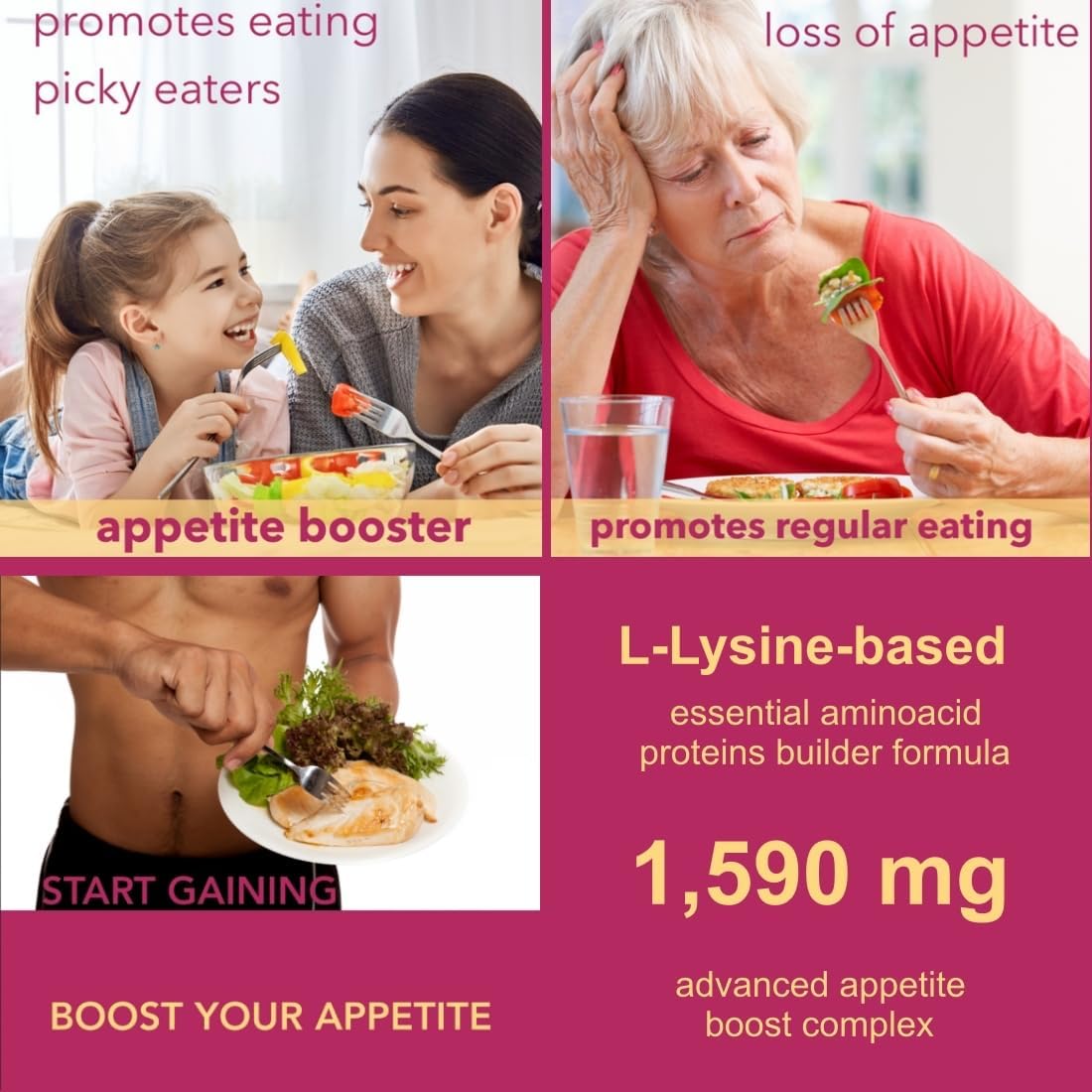 Holistic MD Gainer Gummies - Multivitamínico con L-Lisina y Vitamina B para Toda la Familia - 60 Gominolas Veganas sin Azúcar
