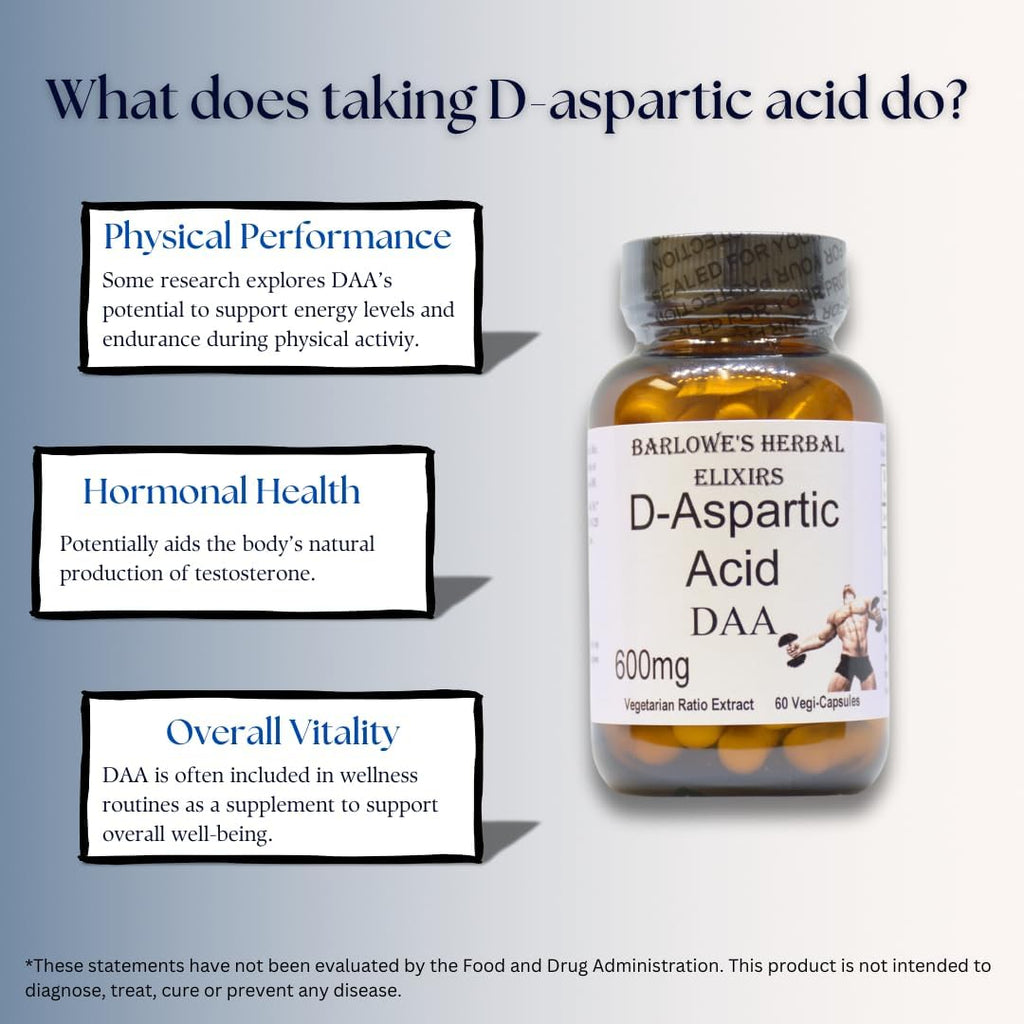 Barlowe's Herbal Elixirs Ácido D-Aspártico 600 mg - 60 Cápsulas Veganas