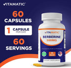 Vitamatic Berberina 500mg - 120 Cápsulas Vegetales (2 Frascos)