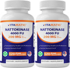 Vitamatic Nattokinase Supplement 4,000 FU, 120 Cápsulas de Liberación Retardada