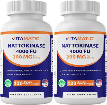 Vitamatic Nattokinase Supplement 4,000 FU, 120 Cápsulas de Liberación Retardada – Image 1
