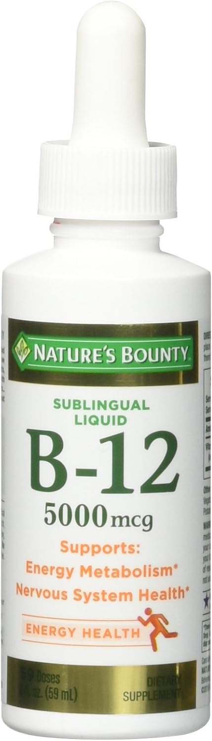 Nature's Bounty B-12 5000 mcg Sublingual Líquido, 59 ml (Pack de 5)