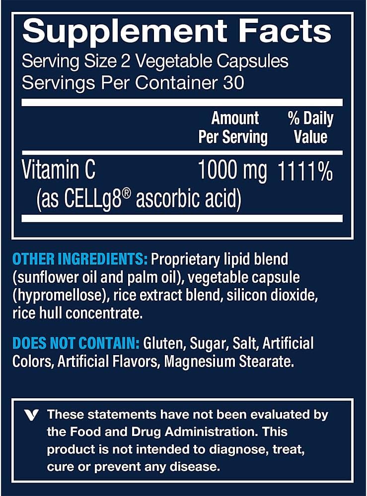 Vthrive Vitamina C Liposomal para Apoyo Inmunológico - Mayor Biodisponibilidad y Absorción - 1.000 mg (60 Cápsulas Vegetales)