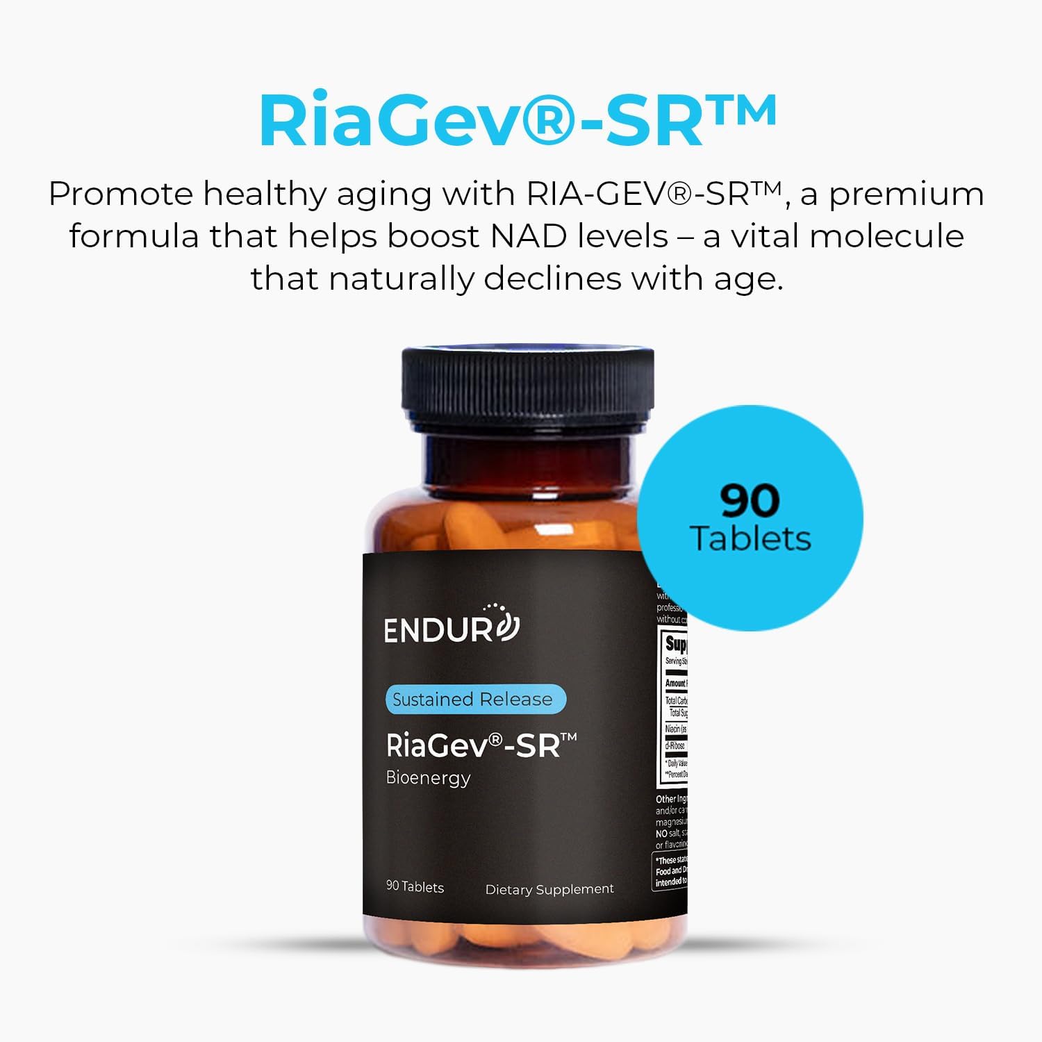 ENDUR-RIAGEV - Ribosa + B3 - SR (Liberación Sostenida) NAD+ 600 mg (90 comprimidos)