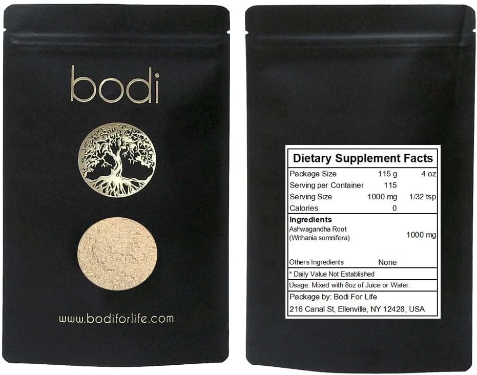 bodi: Ashwagandha en Polvo Raíz 100% Pura Natural (113g)