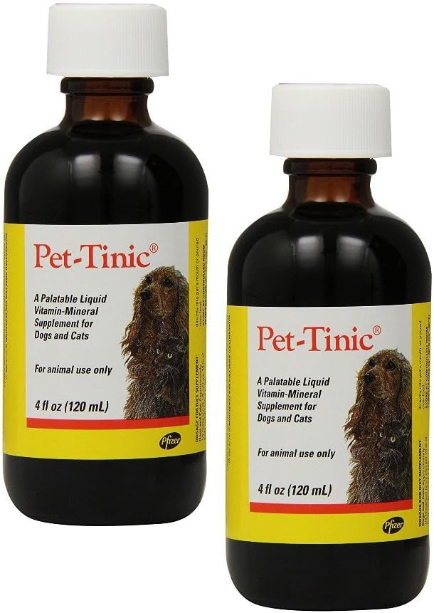 Pet Tinic 4 Oz (118 ml) - Pack de 2 - Suplemento Líquido con Hierro y Vitaminas B para Mascotas