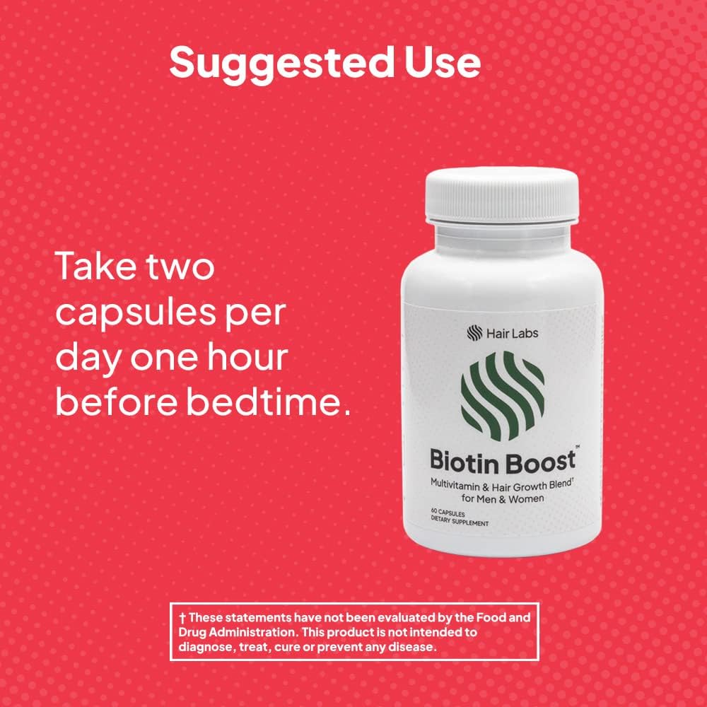 Hair Labs Biotina Boost - Suplemento de Biotina 5000 mcg con Ashwagandha y Keratina - 60 Cápsulas