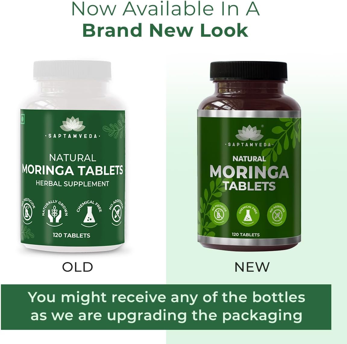 SAPTAMVEDA Comprimidos de Moringa Natural (120 comprimidos) - 500mg cada uno | Multivitamínico natural de hojas de Moringa