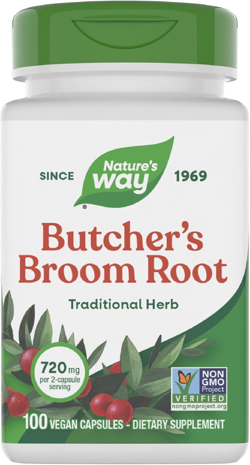 Nature's Way Escoba de Carnicero, 720 mg, 100 Cápsulas Veganas
