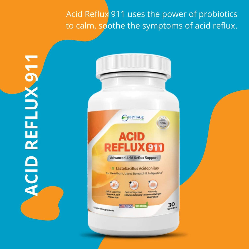 Natural Acid Reflux 911 - Complemento para Aliviar el Ardor de Estómago y la Acidez - 30 Cápsulas
