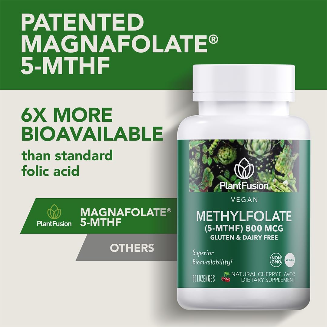 PlantFusion Metilfolato 5-MTHF Vegano de Alta Potencia – 60 Comprimidos Sublinguales