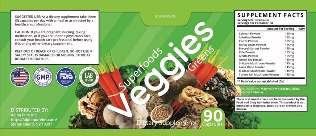 Superfoods Greens & Veggies, Fruits and Reds Cápsulas – Suplemento de Frutas y Verduras, Apoyo Digestivo e Inmunológico, 540 Cápsulas – Alpha Pure