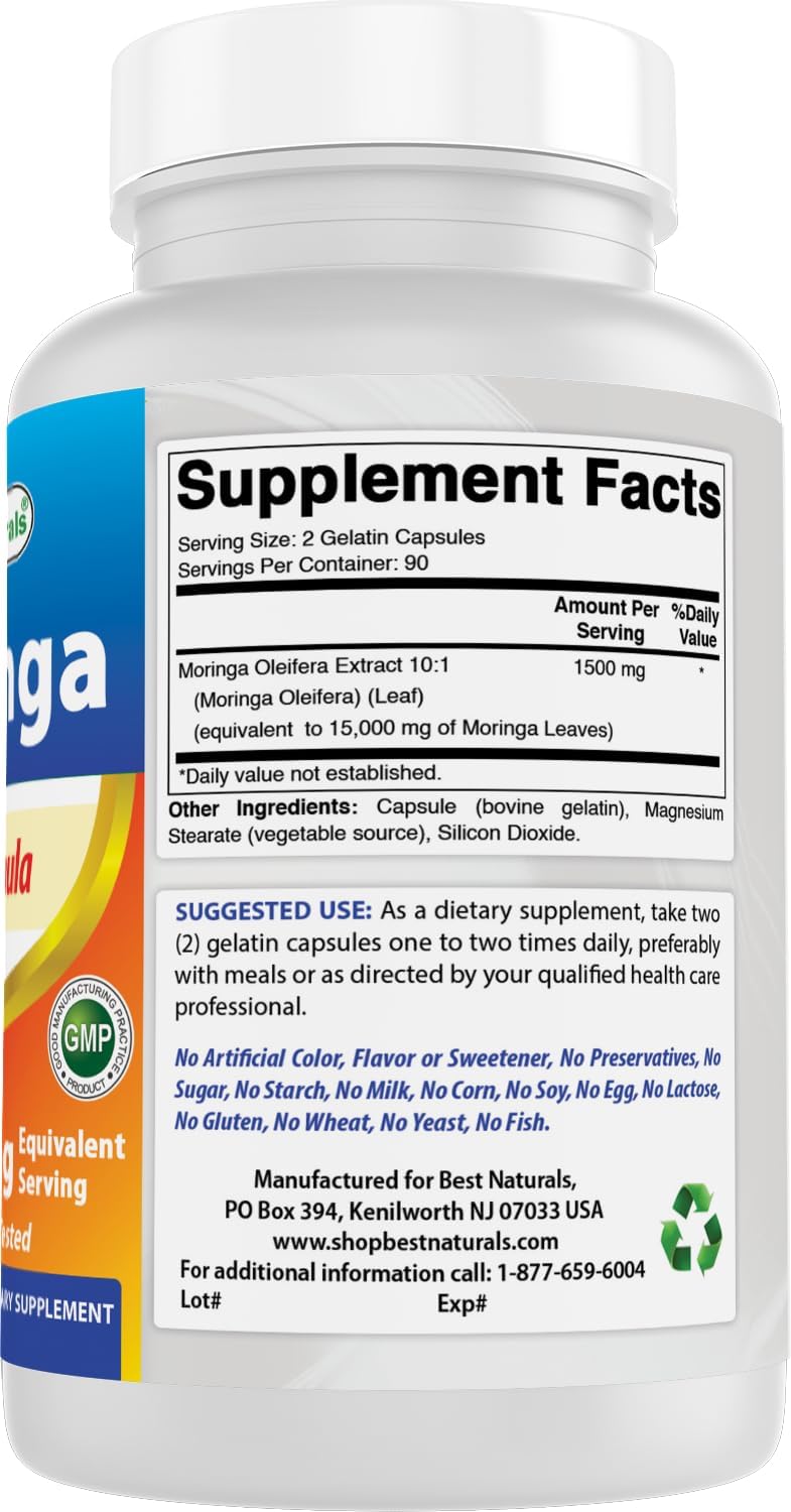 Extracto de Moringa 10:1, 1500 mg, 180 cápsulas - Best Naturals