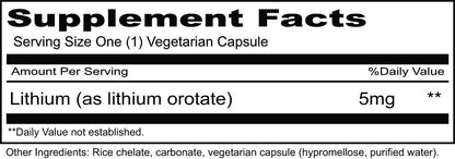 Lithium Orgánico 5mg, 100 Cápsulas Vegetales – Cápsulas vegetales : aptas para vegetarianos y veganos. – Image 2