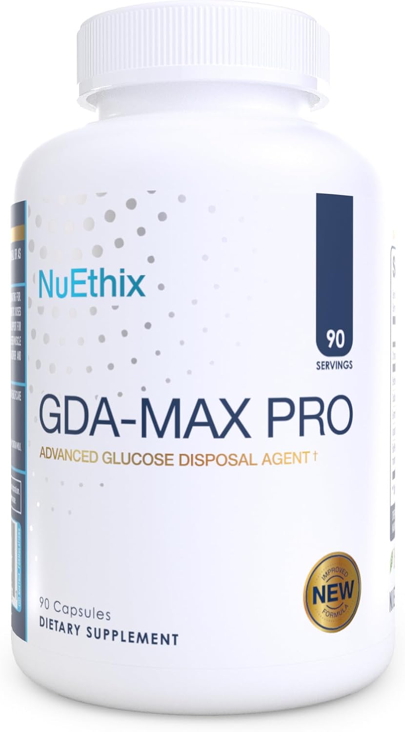 NuEthix Formulations GDA-MAX PRO, Suplemento con Berberina HCL Doble Concentración, Apoyo al Metabolismo de la Glucosa, 90 Cápsulas