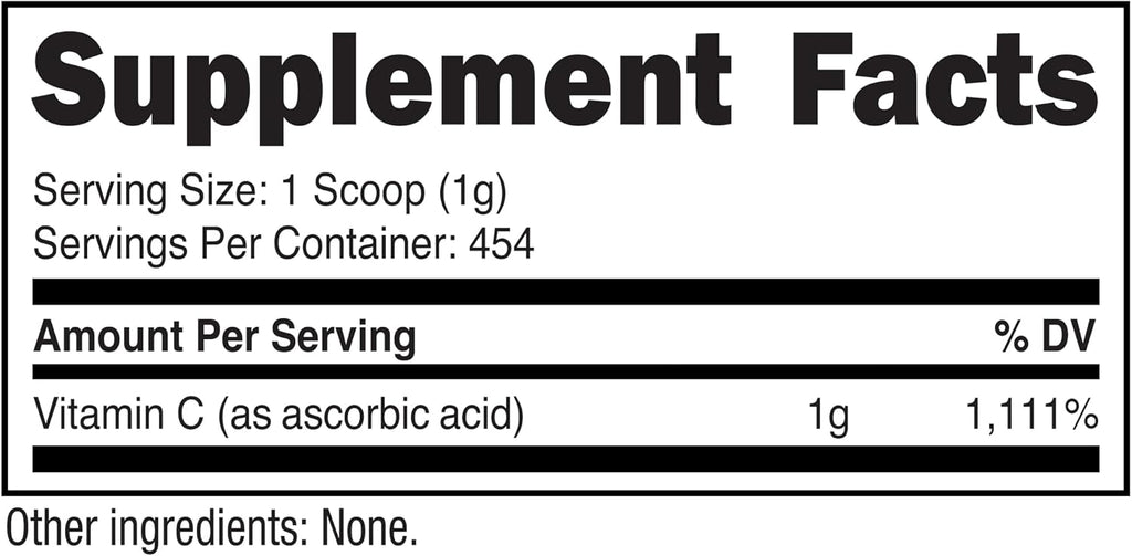 Nutricost Ácido Ascórbico Puro en Polvo (Vitamina C) - 454g