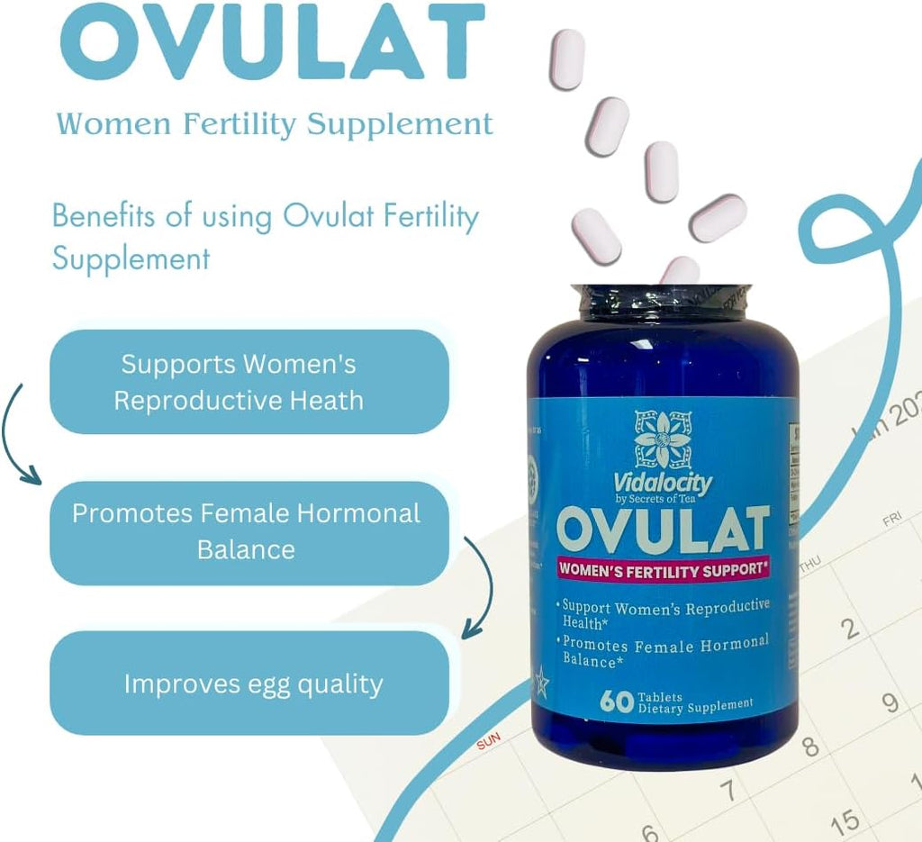 Secrets Of Tea Vidalocity Women's Fertility Support - Complejo Natural con D-Chiro-Inositol, Folato y Myo-Inositol - 60 Cápsulas Vegetarianas