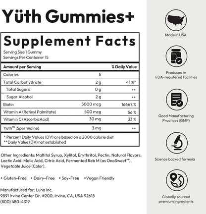 BIGVITA Yuth Gummies + – Gominolas de Espermidina con Vitamina C y A – Image 8