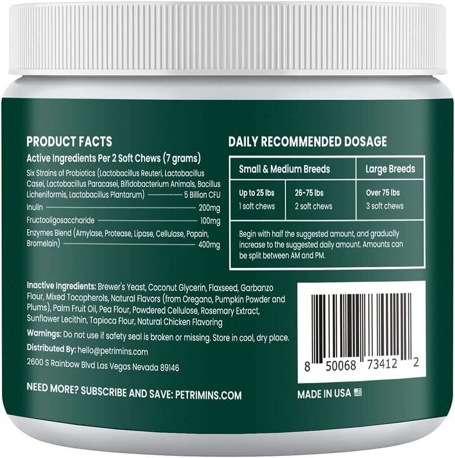 PetriMins Probiótico Avanzado para Perros - 90 Masticables Sabor Pollo