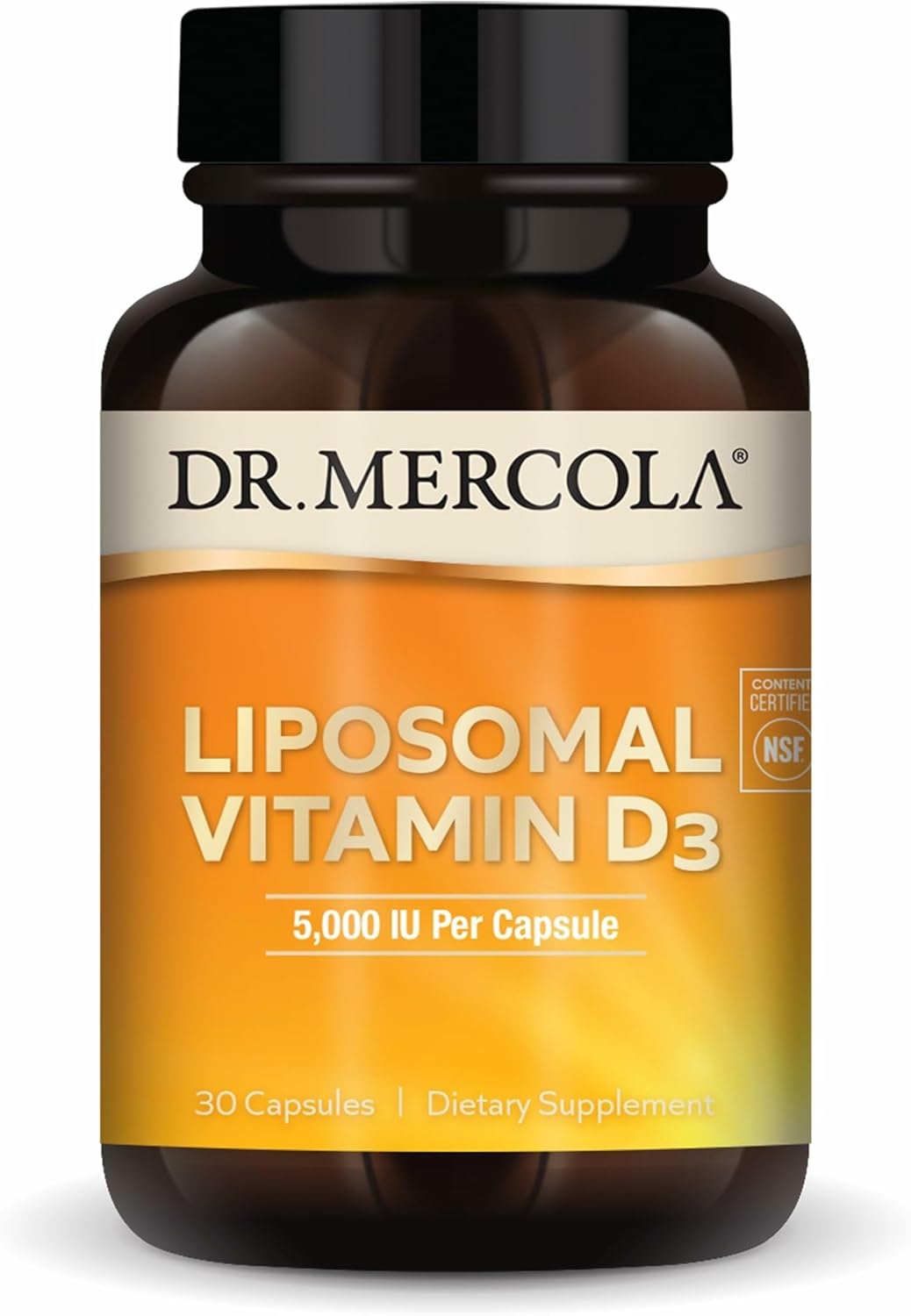 Dr. Mercola Vitamina D3 Liposomal - Apoya la salud cardíaca, ósea e inmunológica - 5000 UI por porción - Sin OGM, sin soja y sin gluten - 30 cápsulas (30 porciones)