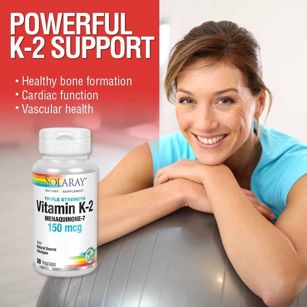 Solaray Triple Strength Vitamina K-2 como MK-7 150 mcg - 30 Cápsulas Veganas