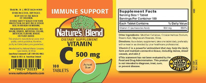 Nature's Blend Vitamina C 500 mg 100 Tabletas – La vitamina C contribuye a la protección de las células frente al – Image 2