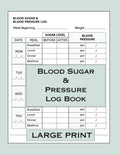 Diario de Control de Glucosa y Presión Arterial: Letra Grande - 1 Año, 4 Veces al Día, 16+ Puntos