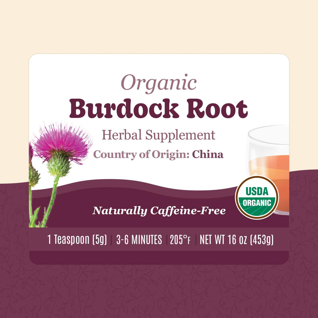 Raíz de Bardana Orgánica (Arctium lappa) - Té de Hierbas de Hojas Sueltas - 454 g