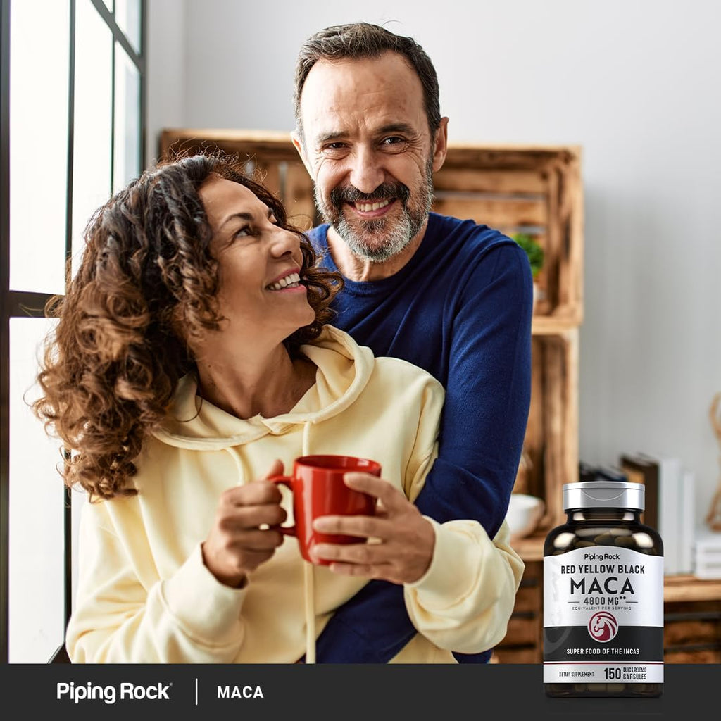 Piping Rock Cápsulas de Raíz de Maca | 150 Comprimidos | Para Hombres y Mujeres | Maca Roja, Amarilla y Negra | Sin OGM, Sin Gluten