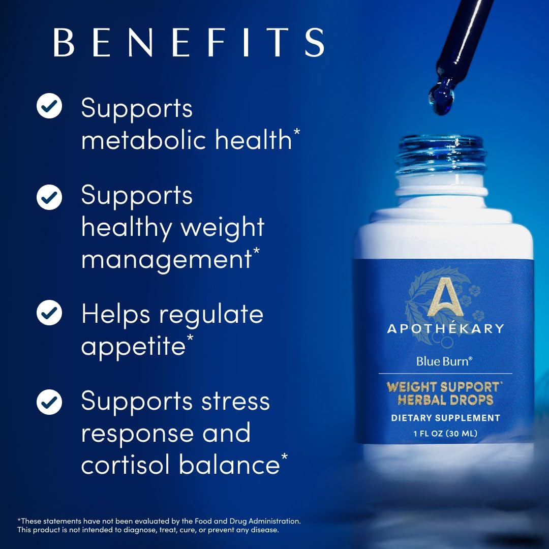 Apothékary Blue Burn - Suplemento herbal líquido para el metabolismo y control de peso (30 ml, 30 dosis)