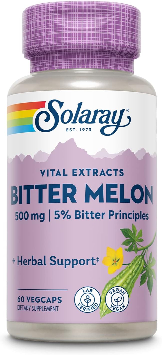 SOLARAY Extracto de Melón Amargo 500mg con 5% de Principios Amargos - 60 Cápsulas Vegetales