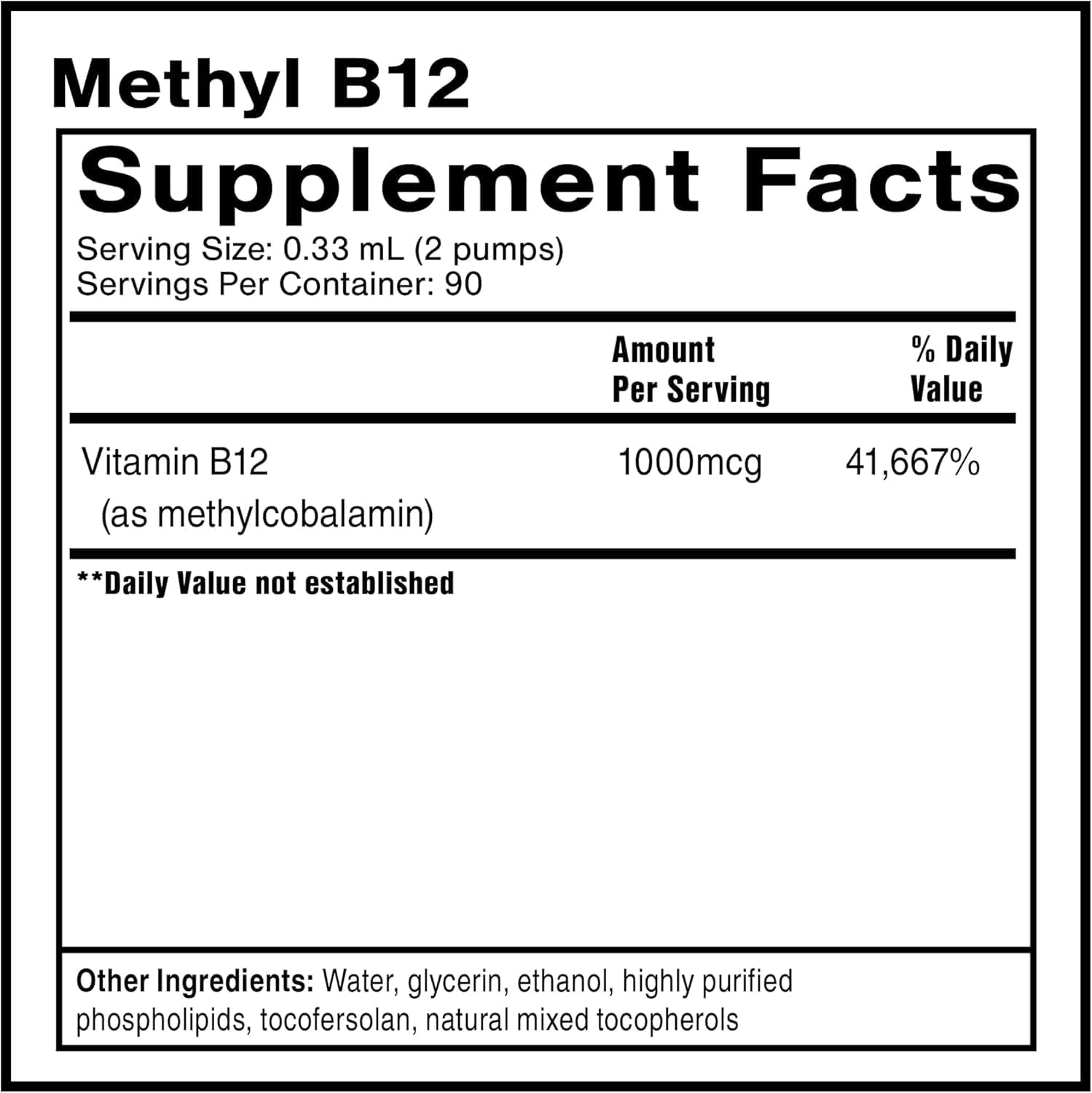 Quicksilver Scientific Methyl B12-1000mcg - Vitamina B12 como Metilcobalamina Liposomal (30ml, 90 dosis)