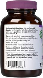 Bluebonnet Nutrition L-Glutathione 100mg – Free Form Amino Acid – Antioxidant Protection – 30 Vegan Capsules